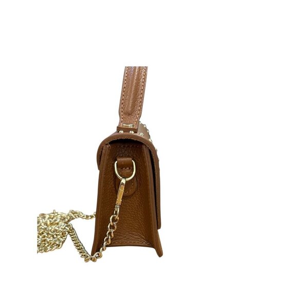 Persaman NY Pebbled Leather Mini Top Handle Crossbody Bag Brown Studded EUC - Picture 4 of 9